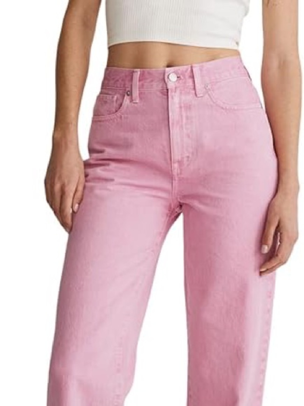Madewell Baggy Straight Jeans Garment Dyed Pink High Rise Slouchy Denim W32 NWT - Picture 2 of 10